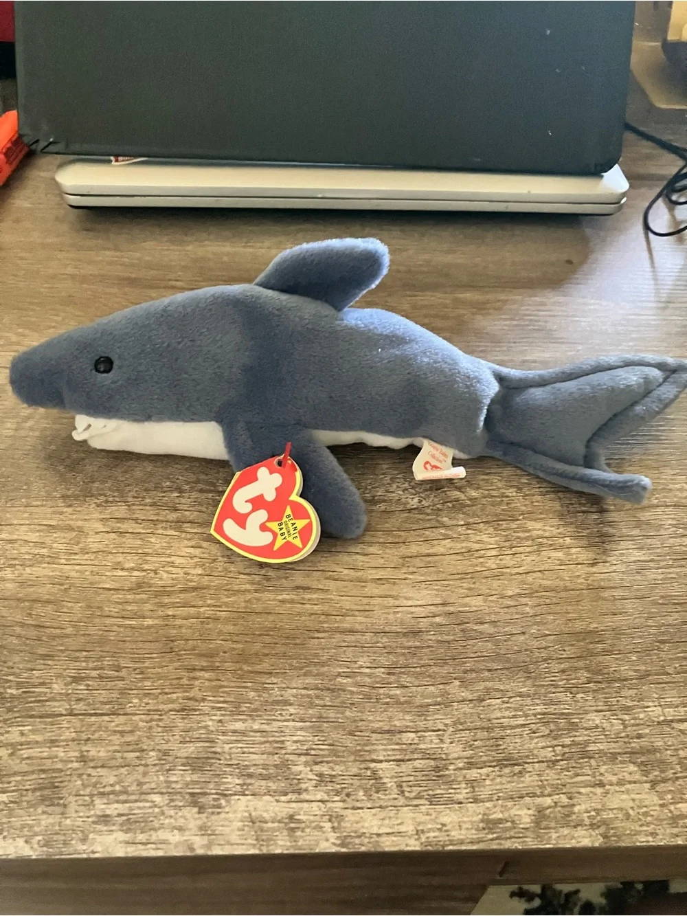 Ty Gray Plush Shark Beanie Baby. Crunch